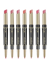 QIC Noir Or Double Tête Mat Rouge À Lèvres Lipliner Portable Longue Durée Étanche Lip Liner pour Dame
