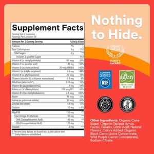 Gomitas Multivitamínicas para Niños de Marca Privada con Omega 3 DHA EPA Vitamina D3 C B12 B6 A K Zinc, Sin Gluten, Sabor Cereza y Bayas, 60 Unidades, Suministro para <span class=keywords><strong>30</strong></span> Días - Product Image 6