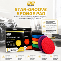 Meilleures ventes Tampon de polissage et de correction de peinture pour voiture, jaune, motif étoile moyenne, grain 80, base 130 mm, face en mousse 148 mm