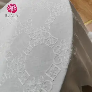 wholesale European round rectangle washable linen looking white table protector table cloth cover for wedding banquet