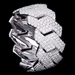 Anillo Cubano de Alta Calidad para Hombre, Estilo Hip Hop, Personalizado, 3 Filas, Plata de Ley 925, con Incrustaciones de Diamantes Moissanite VVS - Product Image 2