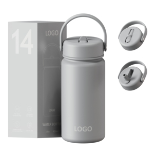 14oz Stainless Steel Vacuum Insulated Water Bottle With Portable Carry Handle Double Wall Leakproof Travel <b>Flask</b> Custom Logo - Product Image 5