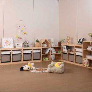 Armoire de rangement en bois avec bacs en <span class=keywords><strong>plastique</strong></span> <span class=keywords><strong>pour</strong></span> la chambre des enfants, organisateur de jouets, meubles de crèche, salle de jeux <span class=keywords><strong>pour</strong></span> enfants - Product Image 3