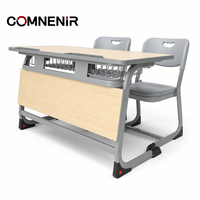 Bureau et chaise d'école double places en métal durable au design moderne, mobilier scolaire, table d'étude pour étudiants, qualité export