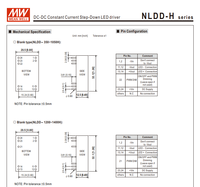 Controlador LED de Corriente Constante CC MEAN WELL NLDD-700H/NLDD-1050H 700mA/1050mA, 60W, Entrada 10-56V, Atenuación PWM, Carcasa de Aluminio, 3 Años de Garantía