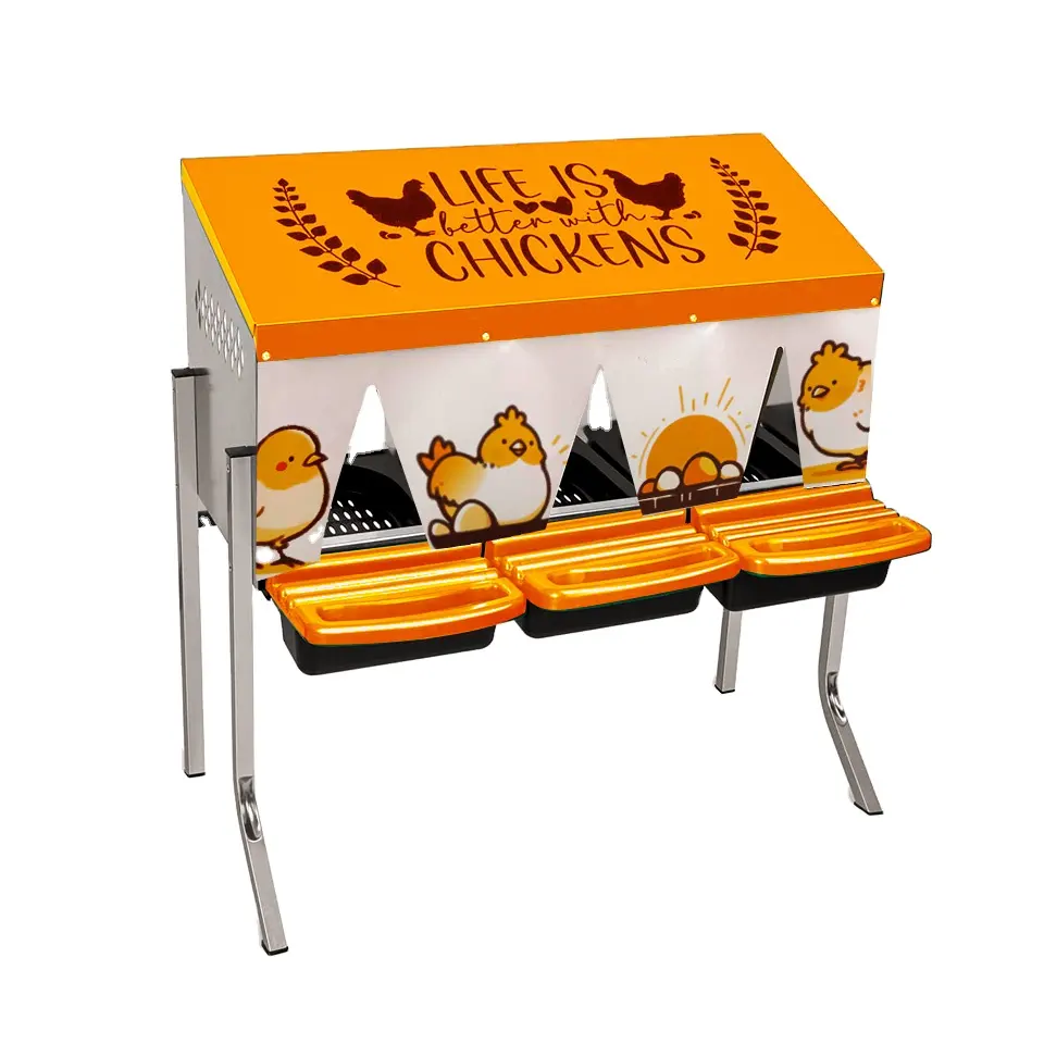 Kotak bersarang ayam logam 3 lubang kaki dapat disetel dengan tutup dengan persneling untuk melindungi telur kotak bersarang ayam untuk ayam