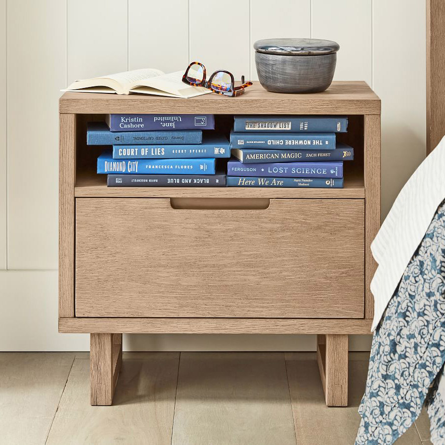 French modern solid oak wood home bedroom furniture night stand table 22'' bed wooden nightstands