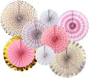 Umiss 粉色派对挂纸球迷装饰设置为婚礼生日派对婴儿淋浴轮事件配件 8 件套