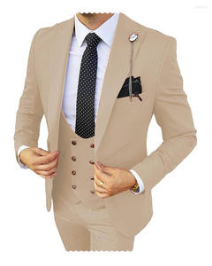 3 Piece Luxury <strong>Men's</strong> Wedding <strong>Suit</strong> Fashion <strong>Men's</strong> Slim Solid Color Business Office <strong>Suit</strong> Sets Large Size <strong>Men</strong> Blazer+ Pants + Vest - Product Image 5
