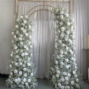 Cuerno de arco de boda blanco IFG con flor rosa y aliento de bebé para decoración de fondo - Product Image 1