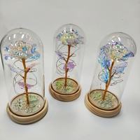 Bouquet Permanent Rose Feuille d'Or Nouveauté Base en Bois Couverture Acrylique Résistant aux Dégâts pour Cadeaux d'Anniversaire Décorations Fête des Mères