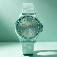 Montre-bracelet personnalisée en gros pour femmes, boîtier en plastique, mouvement à quartz, bracelet en silicone, pour usage quotidien