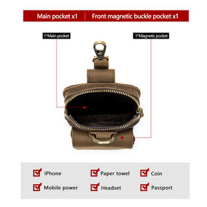 Sacs de ceinture vintage en cuir véritable Andong pour hommes et garçons, sac de travail en plein air, sac de hanche multifonctionnel, petit sac à main pour téléphone portable - Product Image 5
