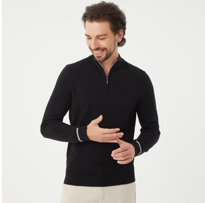 2025, оптовая продажа, роскошный Мужской трикотажный 90% из мериносовой шерсти, 10% кашемировый свитер на молнии, Осенний деловой свитер с логотипом на заказ - Product Image 4
