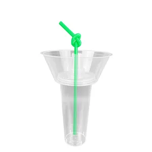 DD1940 -2 ciotola superiore usa e getta per patatine fritte bicchieri per bevande e Snack in plastica riutilizzabili con cannucce bicchiere da stadio - Product Image 2