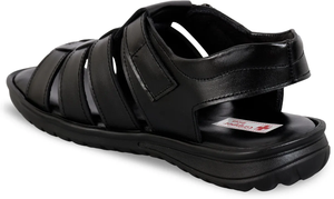 Premium Black Genuine Leather <b>Slip</b>-On Sandals for Men Stylish Open-Toe Design with Breathable Comfort Durable Sole for Everyday - Product Image 2