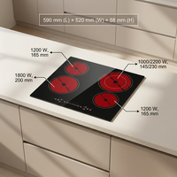 Kompor Listrik Keramik Tanam 6400W 4 Tungku 60cm Kontrol Sentuh Sensor Radiant Glass Hob Hemat Energi