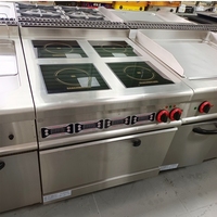 Cuisinière à induction électrique à double zone, four, 4 brûleurs, acier inoxydable (qualité 304), nettoyage facile, 18,8 kW, pour hôtels, buffets, restaurants
