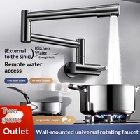 Robinet de cuisine pliant en acier nickel brossé, bras télescopique pivotant à 360°, eau froide uniquement, anti-éclaboussures, avec cartouche céramique latérale