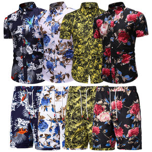 Ensemble de vêtements de plage pour hommes, <span class=keywords><strong>chemise</strong></span> à manches courtes et short imprimés, été <span class=keywords><strong>2022</strong></span>, 2 pièces - Product Image 6