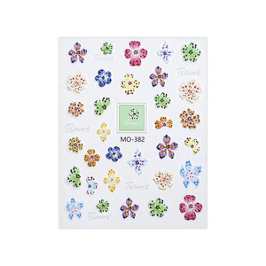 Caliente personalizado 3D relieve flor uñas arte pegatinas <span class=keywords><strong>manicura</strong></span> DIY autoadhesivo colorido flor uñas pegatinas - Product Image 2