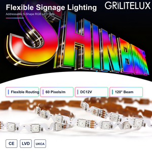 ไฟ LED แบบ SMD5050 RGBIC Zigzag WS2812B DC12V แผงวงจร PCB ขนาด 6 มม. ความละเอียด 60 พิกเซล/เมตร สำหรับตัวอักษรแบบโค้งงอได้ ระดับการป้องกัน IP20 - Product Image 1