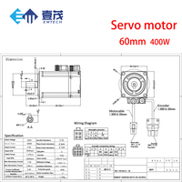 EMTECH Moteur Servo Triphasé 60Hz Haute Densité de Puissance 400W à Noyau en Cuivre avec Driver Intégré 1.27Nm 3000rpm Efficacité IE4 Montage à Bride
