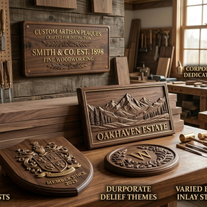 Plaque Murale Personnalisée Moderne en <span class=keywords><strong>Bois</strong></span> Massif Sculpté 3D, Lavable, avec Logo Personnalisé pour Bureau, Studio, Mariage - Product Image 2