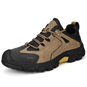 Chaussures d'extérieur pour hommes en cuir véritable, à bout fermé, antidérapantes, basses, pour la randonnée, très vendues, décontractées pour la saison d'automne - Product Image 1