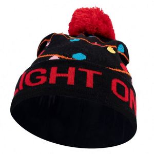 Promotional Christmas Gift Flashing Light up Christmas Knitted Beanies <b>Hats</b> - Product Image 1