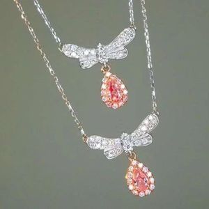 สร้อยคอทองคำแท้ 18K ยี่ห้อ Xinfly Dropshipping ประดับเพชรชมพูธรรมชาติ 0.328 กะรัต รูปทรงหยดน้ำสำหรับสาวๆ - Product Image 1