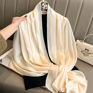 Zifeng OEM Nuova Sciarpa da Donna in Poliestere e <span class=keywords><strong>Seta</strong></span>, Colore Bianco Tinta Unita, <span class=keywords><strong>Foulard</strong></span> Semplice, Copricapo Blu, Scialli e Sciarpe da Donna - Product Image 2
