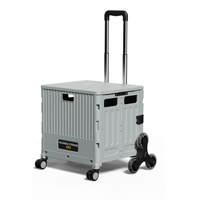 Chariot de courses multifonction en aluminium, petit, léger, portable, pliable, chariot de camping, avec roues pour monter les escaliers, gris, pour stand