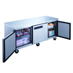 Refrigerador/Congelador Dukes de 3 Puertas, Acero Inoxidable, Estación de Preparación de Alimentos Comercial, Enfriamiento Directo, Descongelación Manual - Product Image 3
