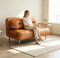 Canapé-lit multifonctionnel avec dossier réglable en six positions, matelas épaissi peu encombrant, pliage facile, idéal pour salon et salle à manger modernes