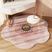 Tapis de chambre à coucher en polyester à motif floral de style frais, en forme d'alien, tapis de chevet, coussin pour chaise pivotante de bureau, aspect cachemire, antidérapant, pour salon