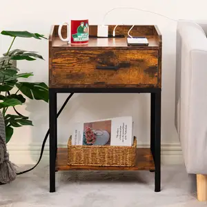 Beistell tisch aus Holz mit Ladestation Konsolen-Beistell tisch mit Stauraum und eingebauten Steckdosen USB-Ladeans chluss Wohnzimmer