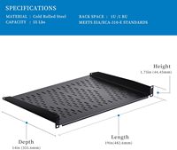Étagères rack 12 "pour armoires rack réseau 19 pouces Étagère de montage en rack 1U Plateau en porte-à-faux ventilé pour équipement sonore informatique de serveur