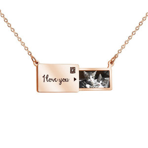 Collar con colgante de medallón para fotos, personalizado, al por mayor, de acero inoxidable 316L, chapado en oro de 14k y 18k, para mujeres y hombres - Product Image 6