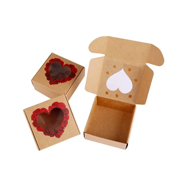 Scatole di caramelle a cuore Mini regali di carta Kraft scatola da imballaggio biscotto di san valentino gioielli dolci piccoli regali decorazione