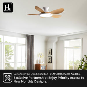 Ventilateur de plafond intelligent en bois au design moderne de 42 pouces avec 5 pales droites, lumière LED, profil bas, lampe noire pour cuisine, moteur CC - Product Image 6