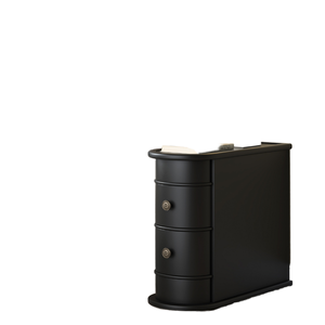 Wholesale <b>Narrow</b> Black Wooden Nightstand | Slim Curved <b>Bedside</b> <b>Table</b> <b>with</b> <b>Drawers</b> Indian Supplier - Product Image 1