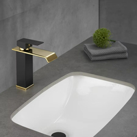 Robinet de salle de bain carré en acier inoxydable moderne robinet de lavabo cascade noyau de vanne en céramique mélangeur chaud froid robinet de grue sans contact