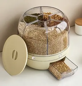MAGNIFIQUE distributeur de riz de haute qualité distributeur de grains rotatif à 6 grilles étanche à l'humidité boîte de stockage de céréales conteneur de riz - Product Image 5