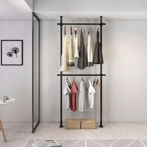 Combinaison portable mobile en forme de tige <span class=keywords><strong>vestiaire</strong></span> de chambre à coucher DlY métal ouvert type étagère de rangement armoire-penderie - Product Image 5