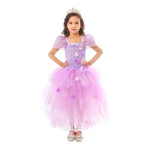 Nouveau Design <span class=keywords><strong>Isabella</strong></span> Cos Costumes Violet Tulle Manches Bouffantes Fille Robes 6 À 14 Ans - Product Image 6
