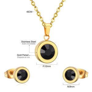 Asonsteel Stereoscopic Round Zircon Circle Pendant Necklace Earrings Brand <b>Women</b> <b>Jewelry</b> <b>Set</b> - Product Image 2