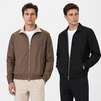 Veste décontractée légère pour homme, printemps, aspect soyeux, col contrastant, fermeture éclair intégrale, personnalisable avec logo OEM, vente en gros