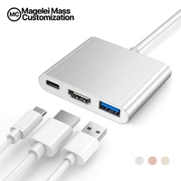 Accessoires informatiques Hub USB C 3 en 1 Type C vers HDMI 4K HDTV USB3.0 PD Hub Type C Station d'accueil 3 en 1 pour ordinateur portable