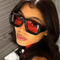 Lunettes de soleil de luxe carrées rouges pour femme 2026, monture épaisse surdimensionnée, style aviateur, de créateur, tendance et originales